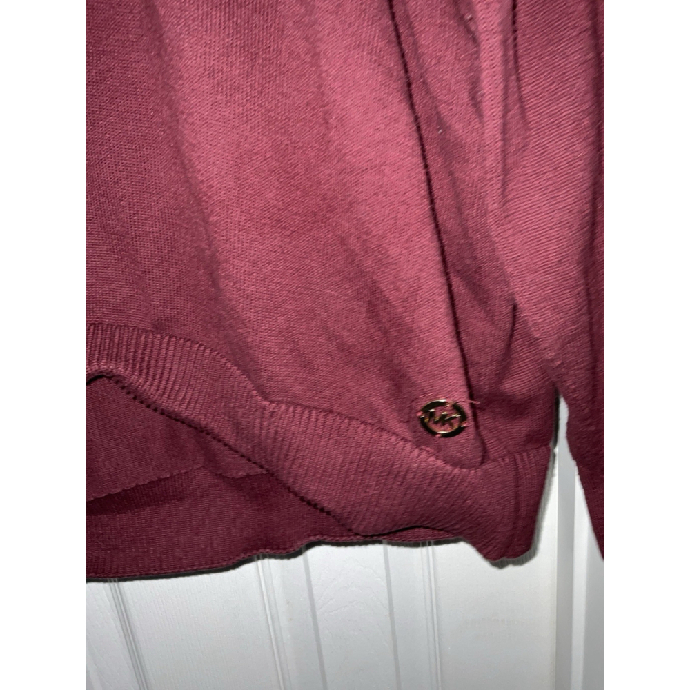 Michael Kors Merlot Lightweight Sweater Gold Buttons Large - Picture 3 of 9